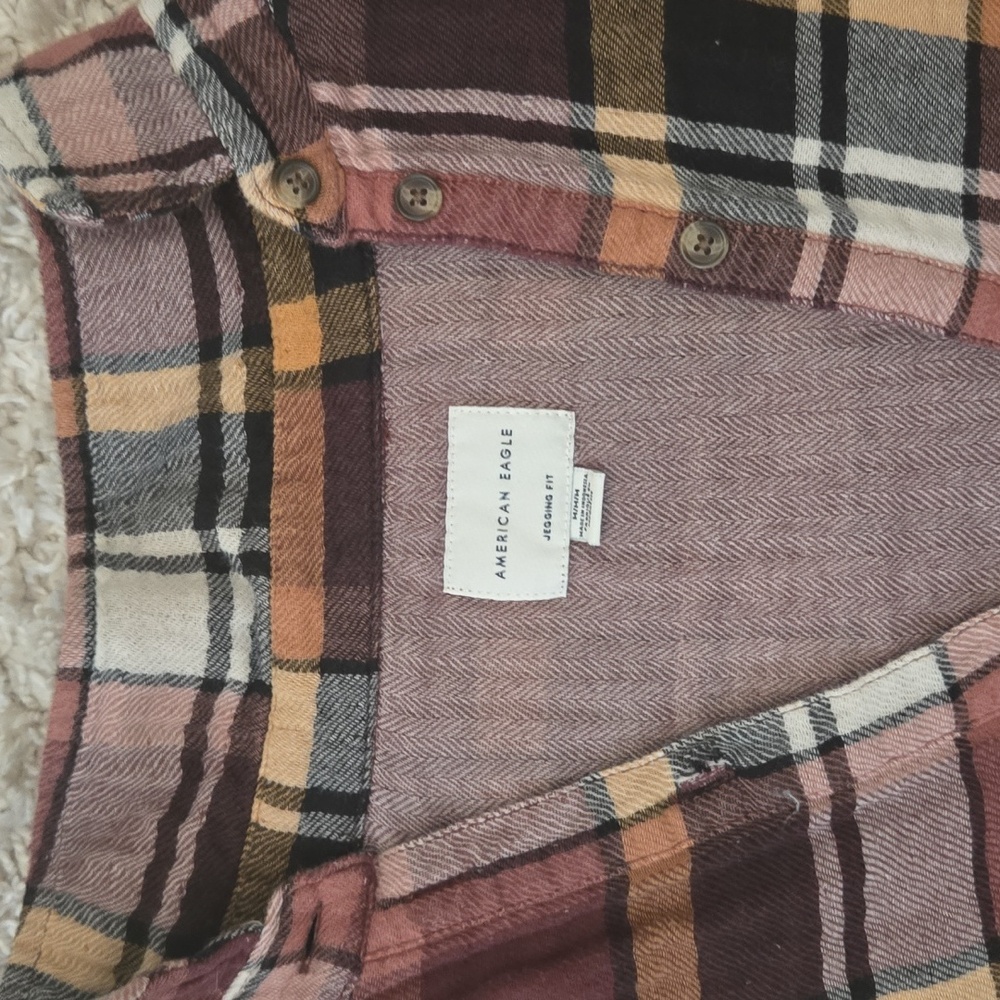 American Eagle Plaid Blouse Sz M - Picture 2 of 5